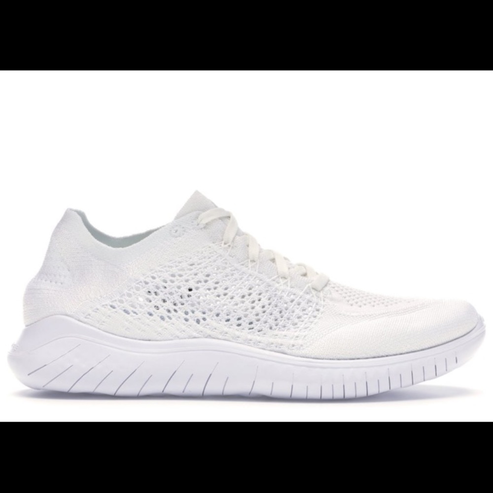 Nike Free RN Flyknit 2018 Triple White MENS sz 9